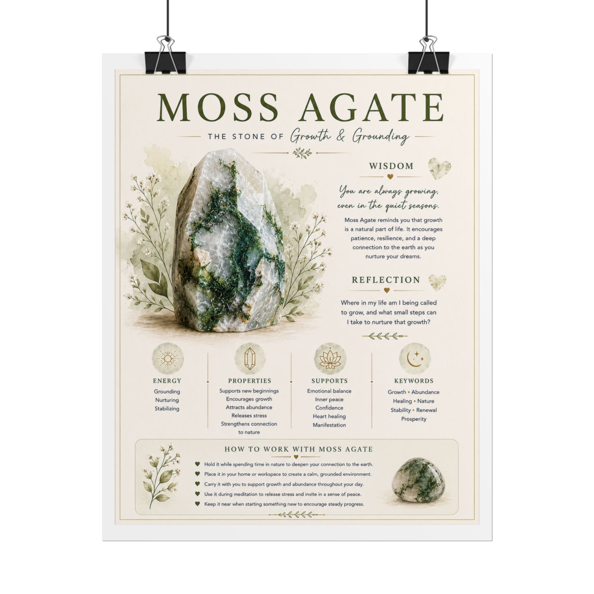 Moss Agate: Growing at Your Own Pace | Crystal Wisdom Fine Art Print