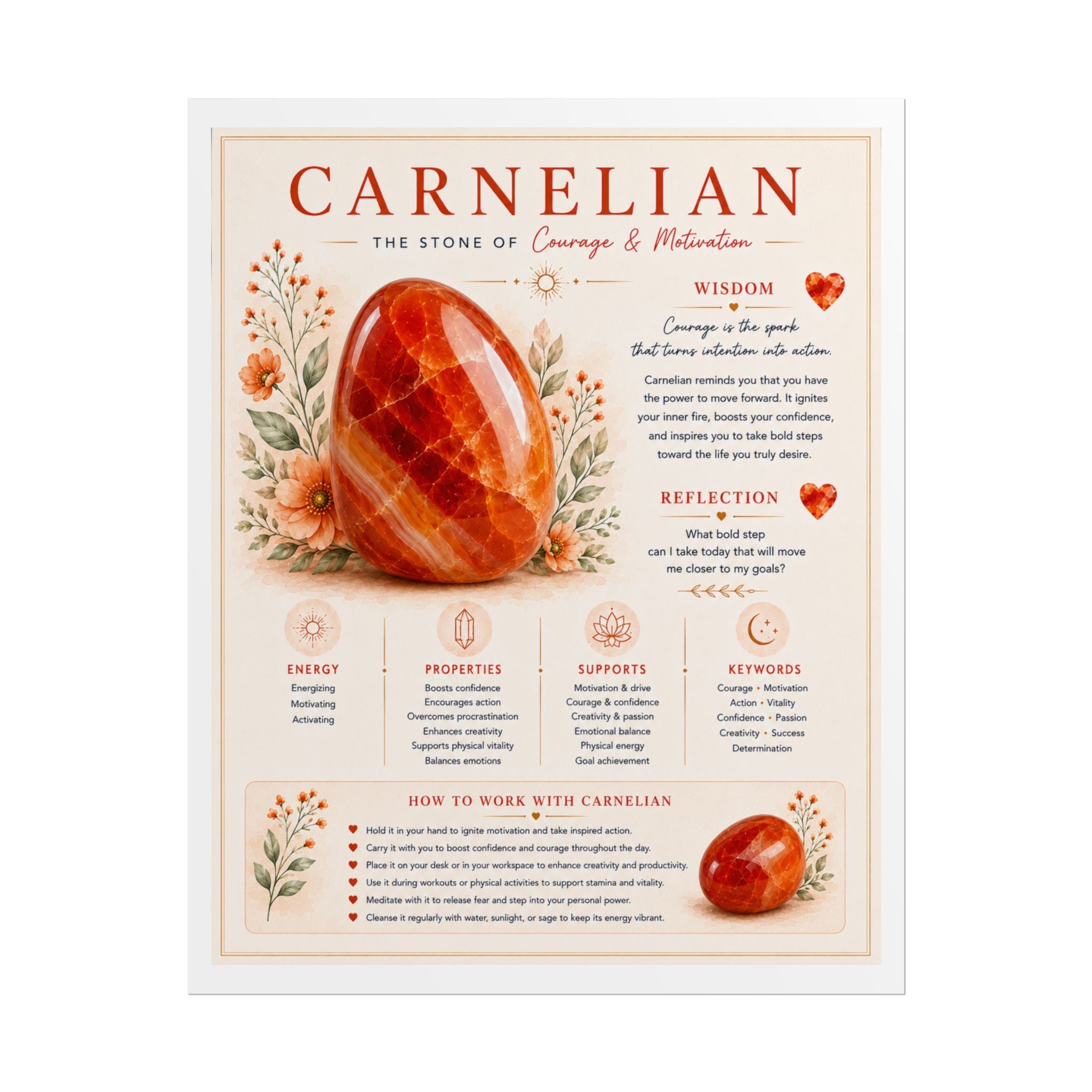 Carnelian: Courage to Begin | Crystal Wisdom Fine Art Print