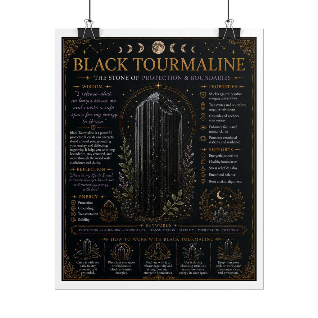 Black Tourmaline: Guardian of Boundaries | Crystal Wisdom Fine Art Print