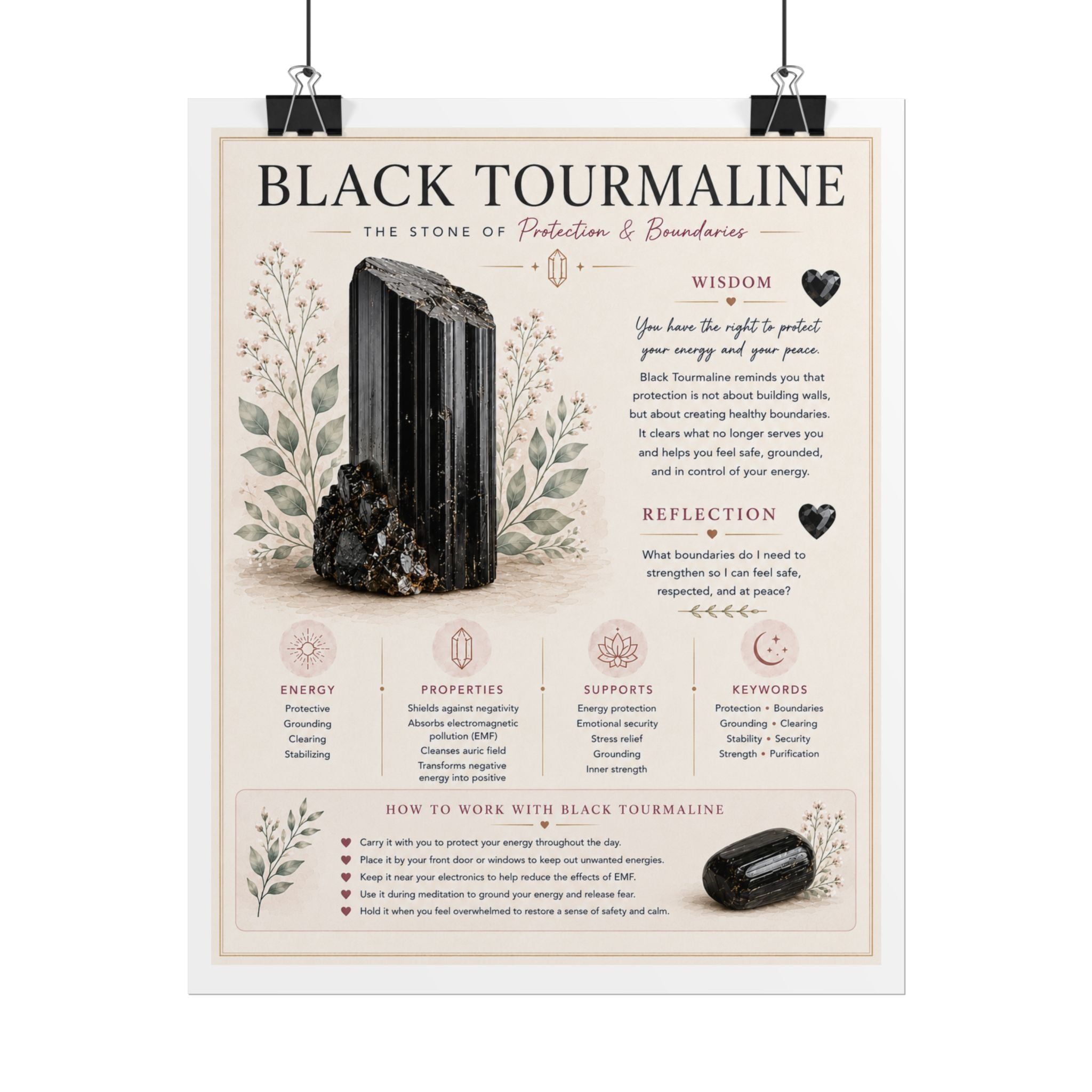 Black Tourmaline: Protecting Your Peace | Crystal Wisdom Poster