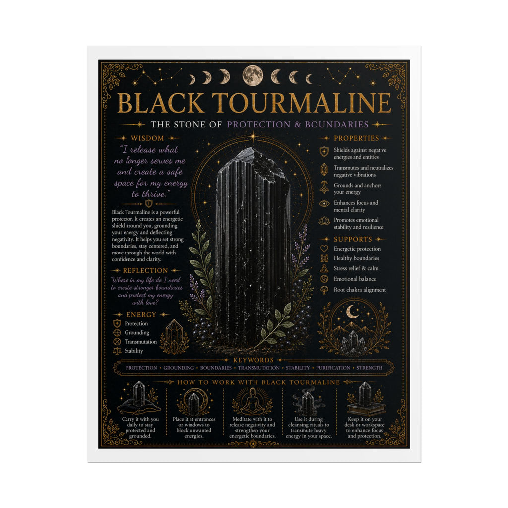Black Tourmaline: Guardian of Boundaries | Crystal Wisdom Fine Art Print