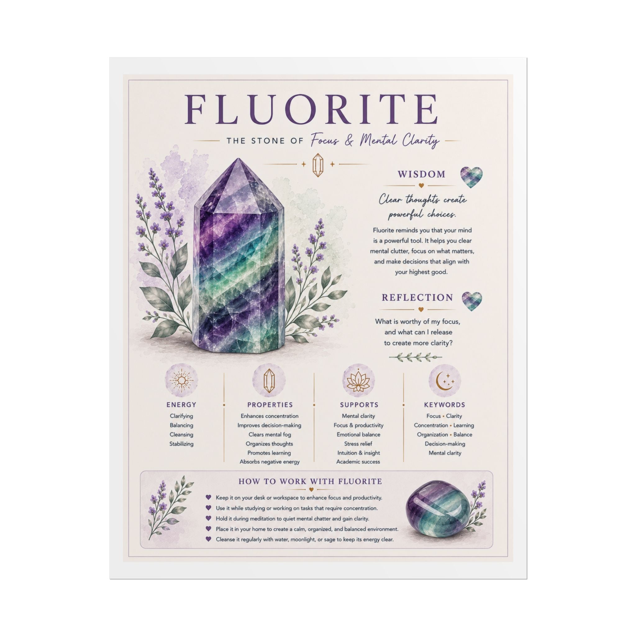 Fluorite: Creating Space for Focus | Crystal Wisdom Fine Art Print