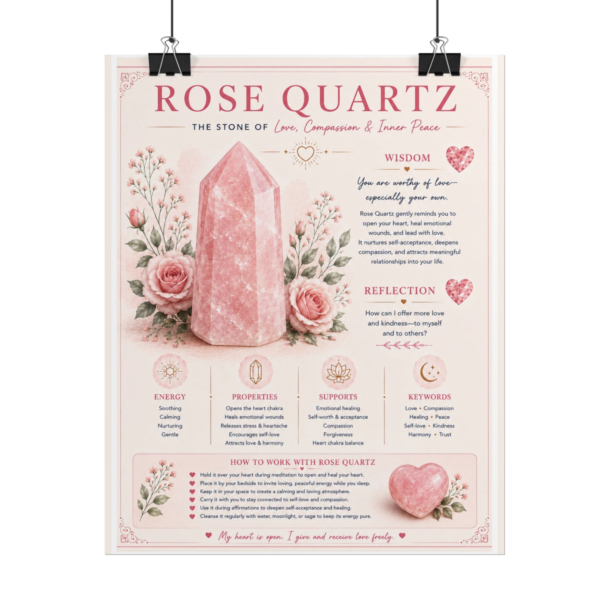 Rose Quartz: An Invitation to Self-Compassion | Crystal Wisdom Fine Art Print