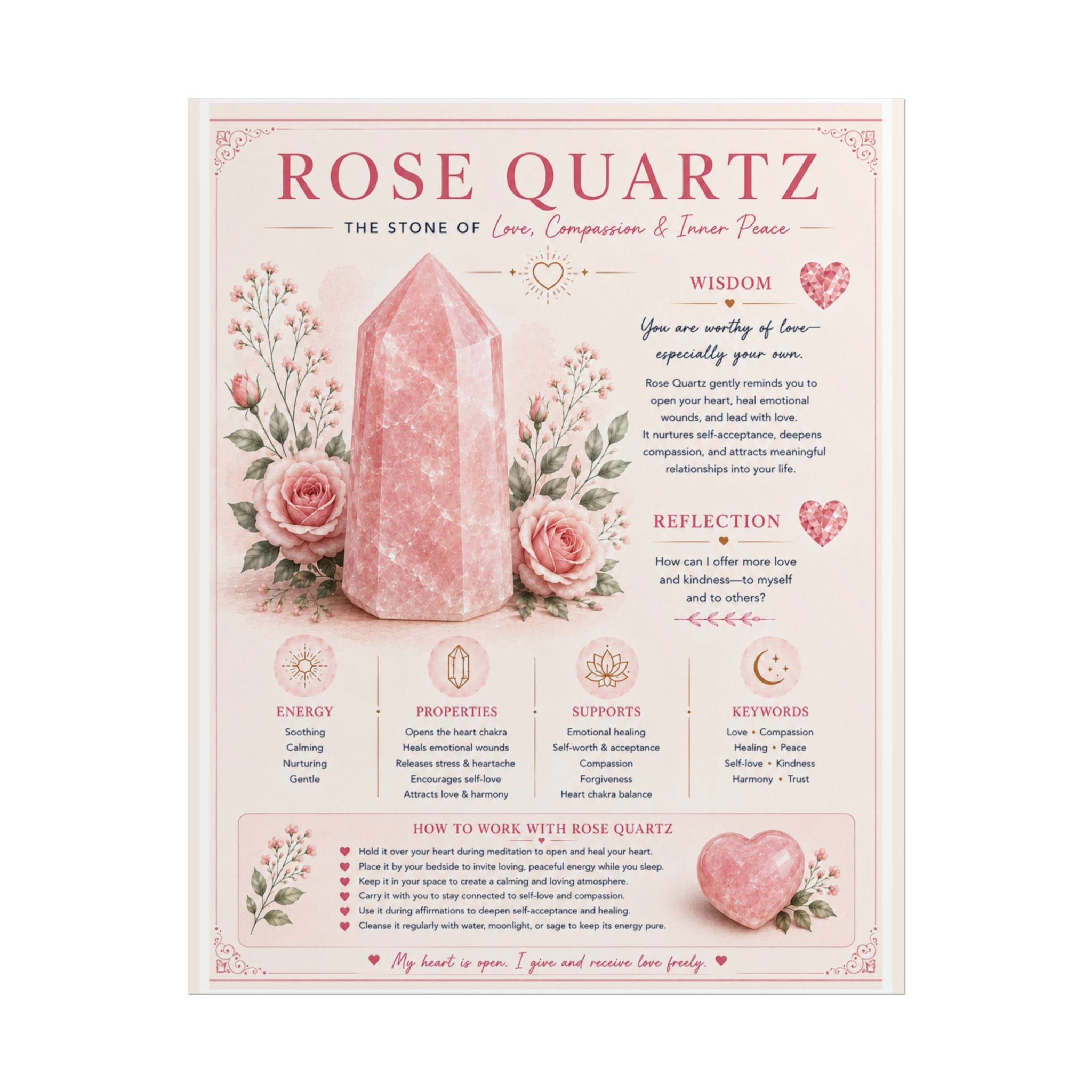 Rose Quartz: An Invitation to Self-Compassion | Crystal Wisdom Fine Art Print