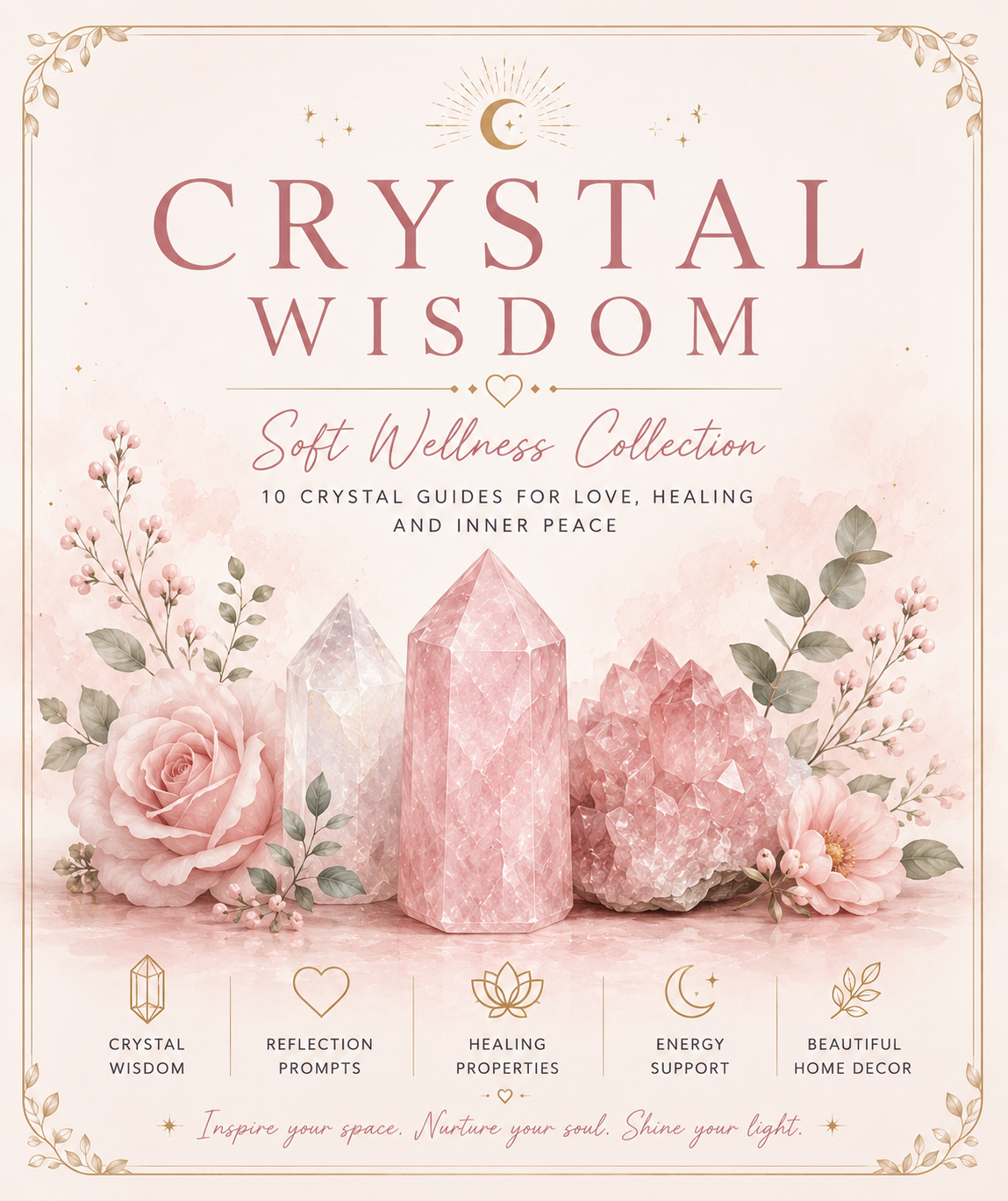 Crystal Wisdom Collection | 10 Printable Reflection & Crystal-Inspired Wall Art Guides