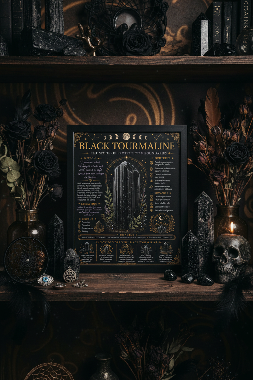 Black Tourmaline Dark Bookshelf