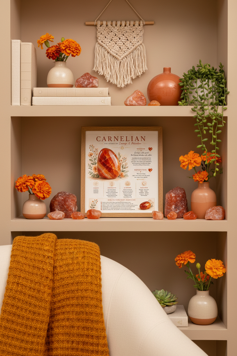 Carnelian Print on Bookshelf