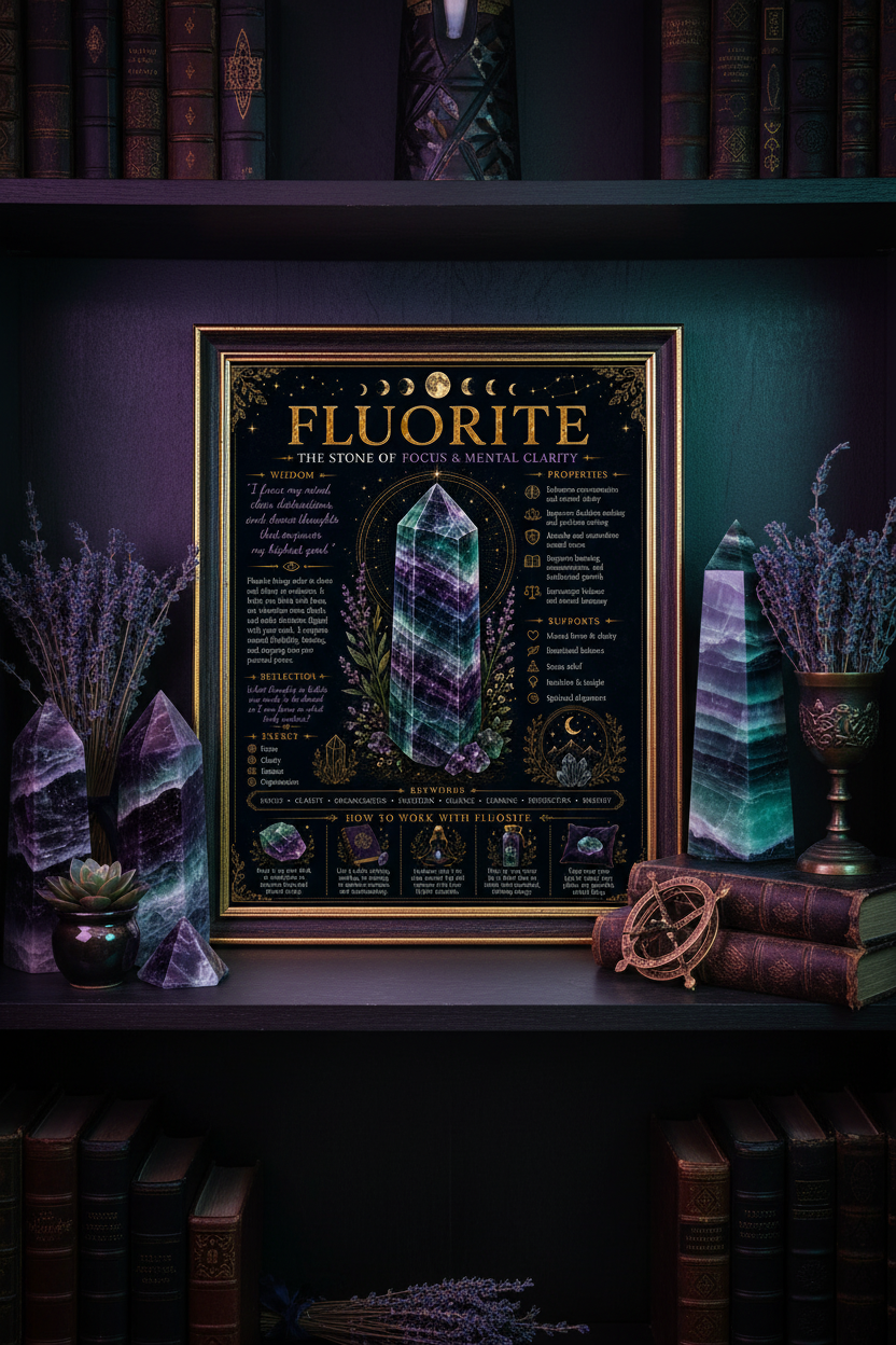 Fluorite Dark Print on Bookshelf