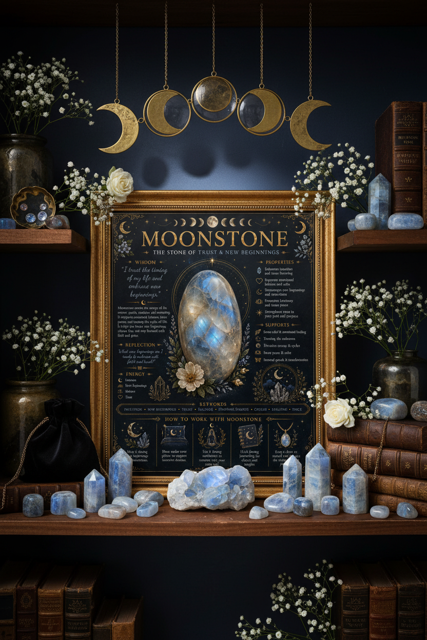 Moonstone Dark Print on Bookshelf