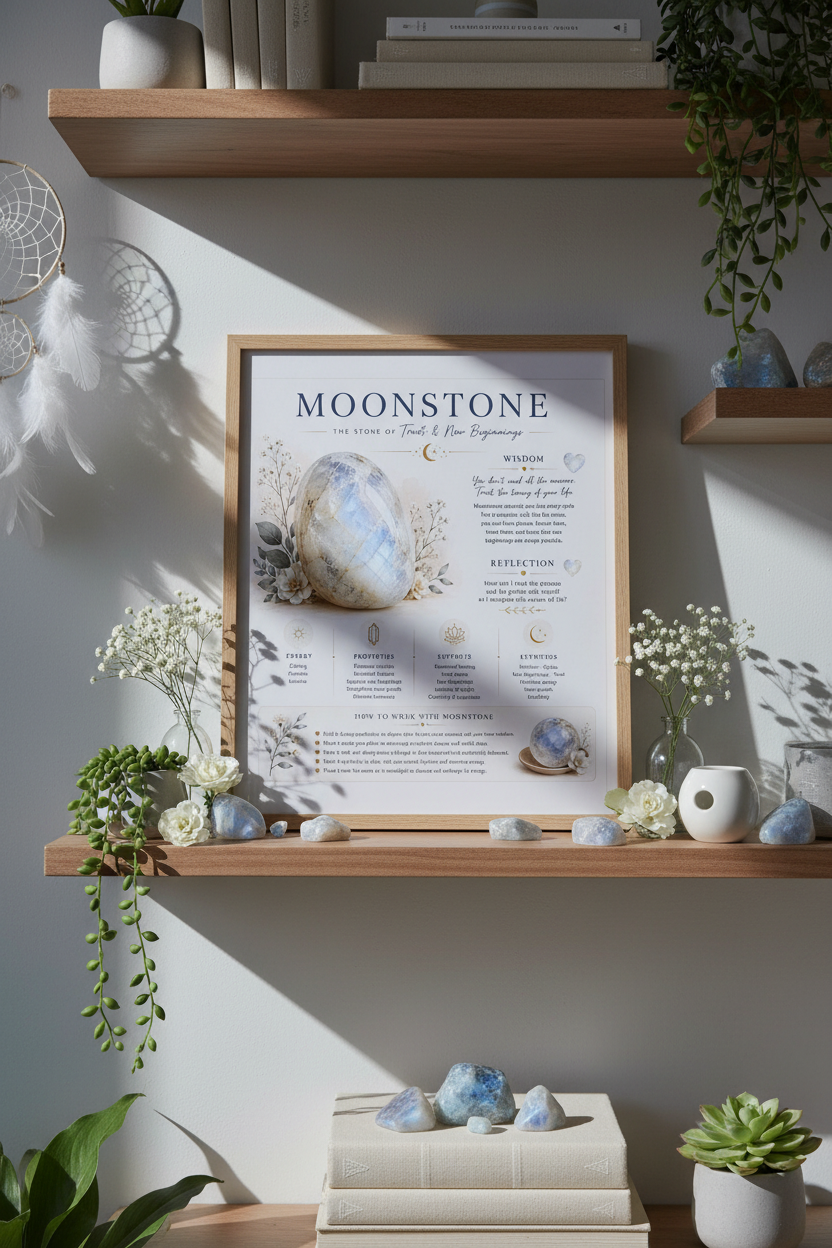 Moonstone Print on Bookshelf
